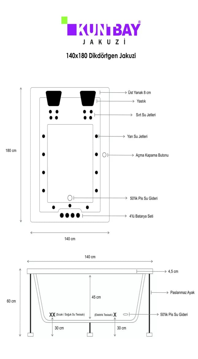 Jakuzi Çift Kişilik 140 × 180 H 60 — görsel 3