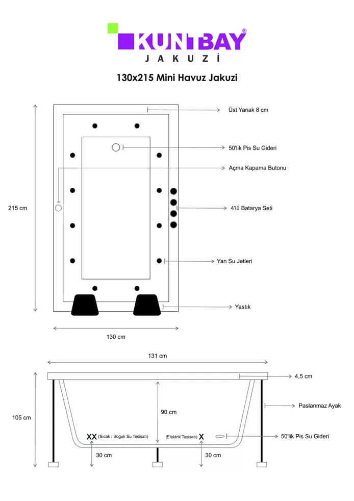 Mini Havuz Jakuzi 130 X 215 H 105 — görsel 2