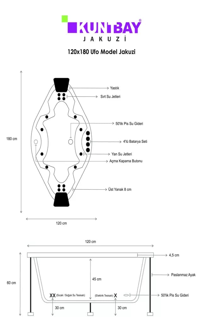 Ufo Model Jakuzi 121 X 181 H 60 — görsel 3
