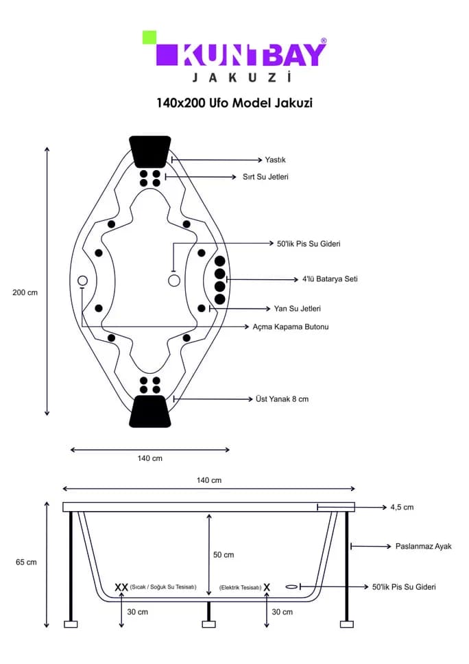 Ufo Model Jakuzi 140 X 200 H 65 — görsel 2